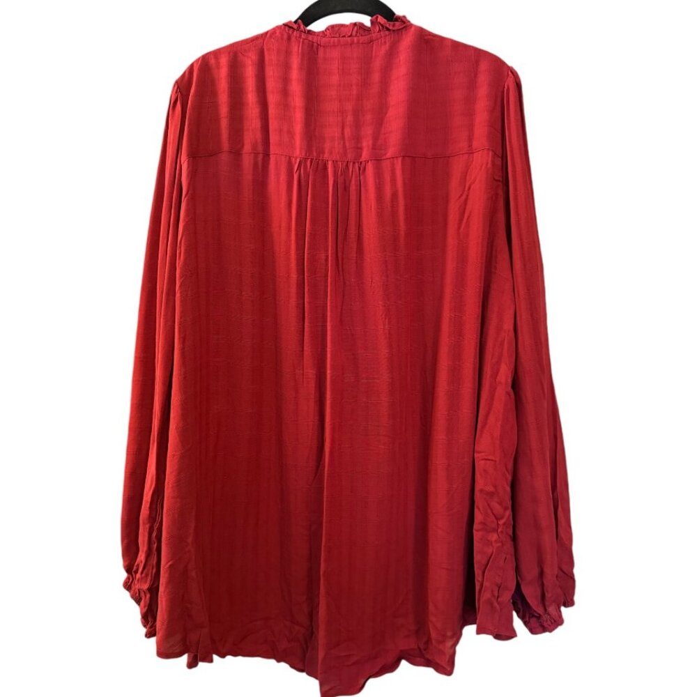 Lane Bryant Womens Blouse Dark Pink Long Sleeve 3/4 button up Size 18/20 - Picture 2 of 5